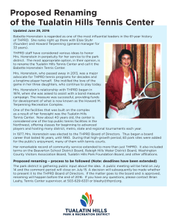 Proposed Renaming of the Tualatin Hills Tennis Center