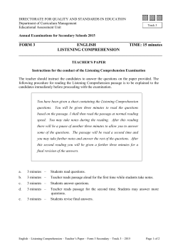 FORM 3 ENGLISH TIME: 15 minutes LISTENING