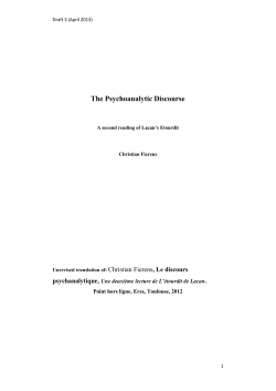 The Psychoanalytic Discourse