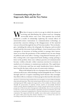 Communicating with Jane Eyre: Stagecoach, Mail, and the Tory Nation
