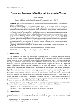 Postpartum Depression in Working and Non-Working Women