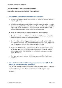 DALP FAQ sheet - Dyslexia Action