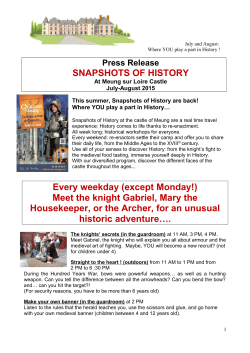 SNAPSHOTS OF HISTORY Every weekday (except Monday!) Meet