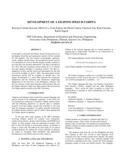 DEVELOPMENT OF A FILIPINO SPEECH CORPUS