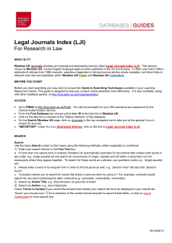 Legal Journals Index - University of South Wales Library