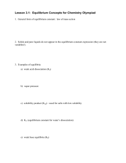 Lesson 3.1: Equilibrium Concepts for Chemistry Olympiad