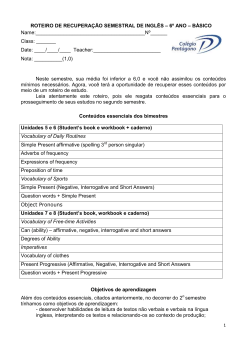 ATIVIDADES DE RECUPERA&Ccedil;&Atilde;O DE INGL&Ecirc;S &ndash; 6&ordm; ANO &ndash; B&Aacute;SICO