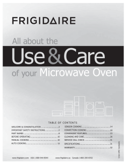 of your Microwave Oven