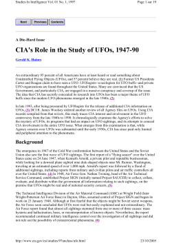 CIA`s Role in the Study of UFOs, 1947-90