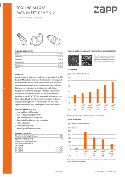 TOOLING ALLOYS DATA SHEET CPM&reg; 9 V