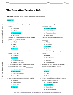 The Byzantine Empire &ndash; Quiz