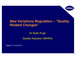 New Variations Regulation &ndash; &ldquo;Quality Related - EMA