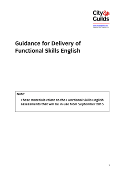 Guidance for Delivery of Functional Skills English