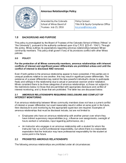 Amorous Relationships Policy - Inside Mines