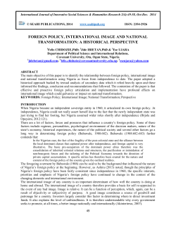FOREIGN POLICY, INTERNATIONAL IMAGE AND NATIONAL
