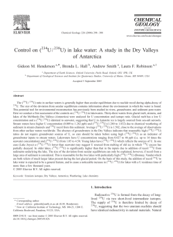 in lake water: A study in the Dry Valleys of Antarctica