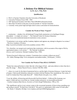 A Defense For Biblical Science