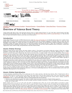 Overview of Valence Bond Theory - Chemwiki