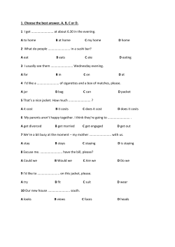 1. Choose the best answer, A, B, C or D. 1 I get ......................... at