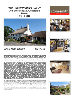 THE HIGHWAYMAN`S HAUNT Old Exeter Road, Chudleigh, Devon