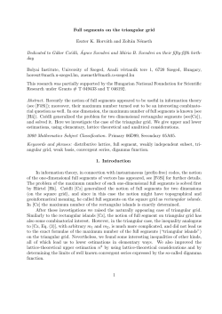 Full segments on the triangular grid Eszter K. Horváth and Zoltán