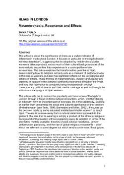 hijab in london - Goldsmiths Research Online