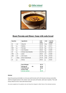 Roast Parsnip and Honey Soup with soda bread