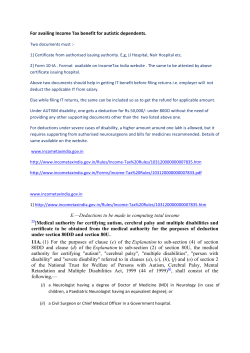 Procedure for availing Income Tax benefit for autistic dependents