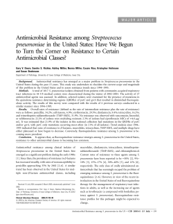 Antimicrobial Resistance among Streptococcus pneumoniae in the