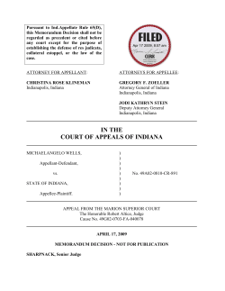 Michaelangelo Wells v. State of Indiana