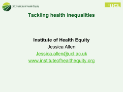 Jessica Allen: tackling health inequalities