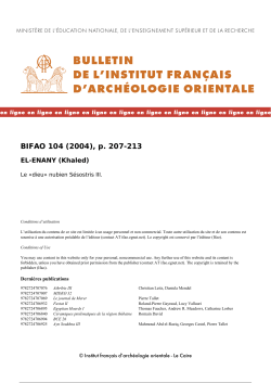 bulletin de l`institut français d`archéologie orientale