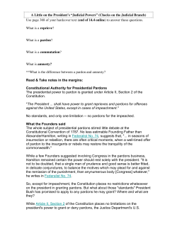 A Little on the President`s &ldquo;Judicial Powers&rdquo; (Checks on the Judicial