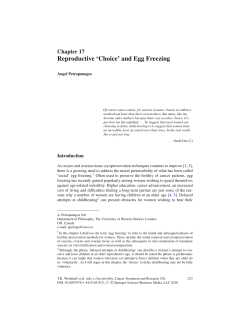 Chapter 17 Reproductive `Choice` and Egg Freezing