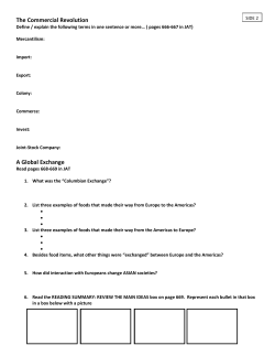The Commercial Revolution A Global Exchange