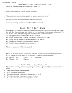 2 H2O + 4 MnO4&ndash; + 3 ClO2&ndash; 4 MnO2 + 3 ClO4&ndash; + 4 OH&ndash;