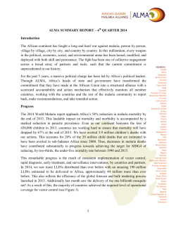 ALMA SUMMARY REPORT &ndash; 4 QUARTER 2014 Introduction The