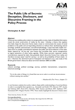 The Public Life of Secrets - American Sociological Association