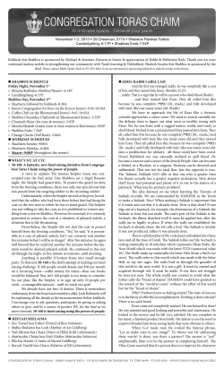 Shabbos Bulletin, Nov 1 2013