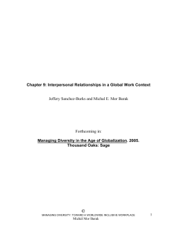 Chapter 9: Interpersonal Relationships in a Global Work Context
