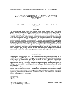 analysis of orthogonal metal cutting processes