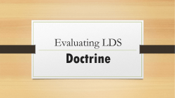Evaluating LDS &ldquo;Doctrine&rdquo; - Religious Studies Center