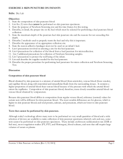 EXERCISE 3: SKIN PUNCTURE ON INFANTS Skills: Dry Lab