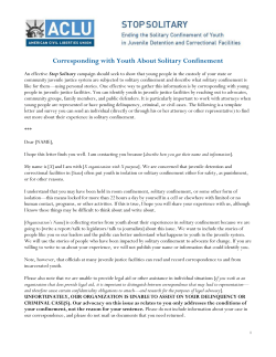 Corresponding with Youth About Solitary Confinement