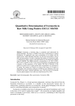 Quantitative Determination of Ivermectin in Raw Milk