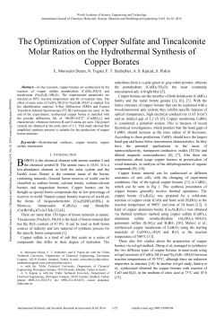 The Optimization of Copper Sulfate and Tincalconite Molar Ratios