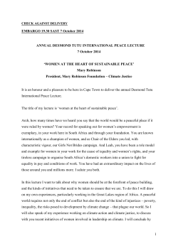 4th Annual Desmond Tutu International Peace Lecture