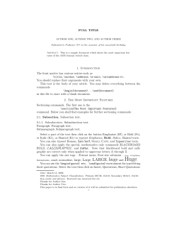 FULL TITLE 1. Introduction The front matter has various entries such