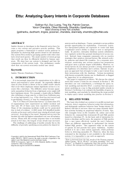 ERMIS`16: Ettu: Analyzing Query Intents in Corporate Databases