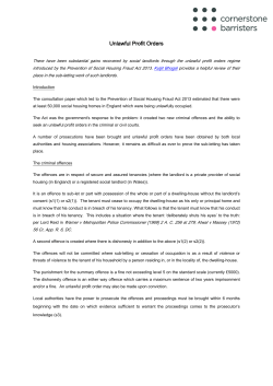 Unlawful Profit Orders - Cornerstone Barristers